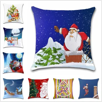

Merry Christmas snowman Santa Claus new year Cushion Cover Decoration chair Home sofa seat friend kids bedroom gift pillowcase
