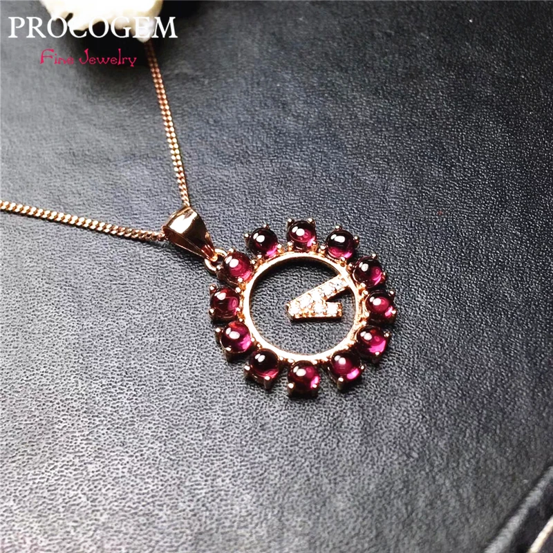 New Natural elegent Garnet Pendant Necklaces for Women girls gifts party real gemstones Fine jewelry 925 Sterling Silver#732