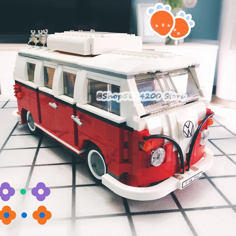 1354pcs Volkswagen T1 Camper Van Car Model Compatible Model Building Blocks DIY