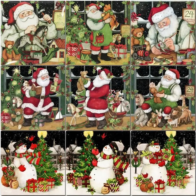 Chenistory Oil Painting By Numbers Santa Claus Acrylic Drawing Canvas Toy Pommel Horse Picture For Adults Home Decoration 50 50 Paint By Number Aliexpress