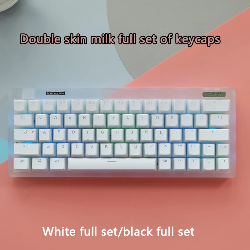 

Double Skin Milk Black And White Full Set Of Keycaps PBT OEM Highly Compatible With Mechanical Keyboards Such As 104/68/87/980