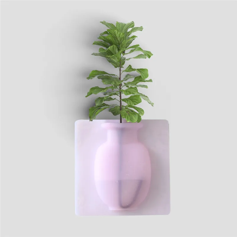 

Silicone Vase Stickers Refrigerator Glass No Trace Stickers Magic Rubber Stickers Wall Magic Wall Hanging Vase Flower Pot @C
