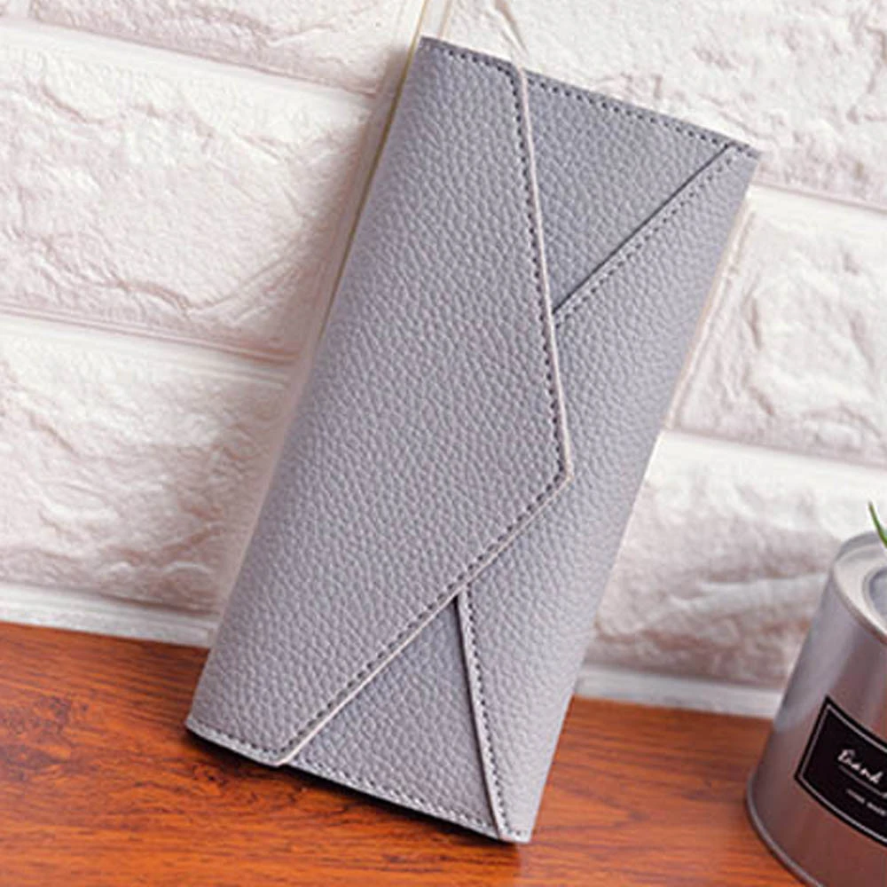 Women Wallets Multifunction PU Leather Wallets Simple Zipper Purses Long Section Clutch Wallet Soft PU Leather Money Bag 815