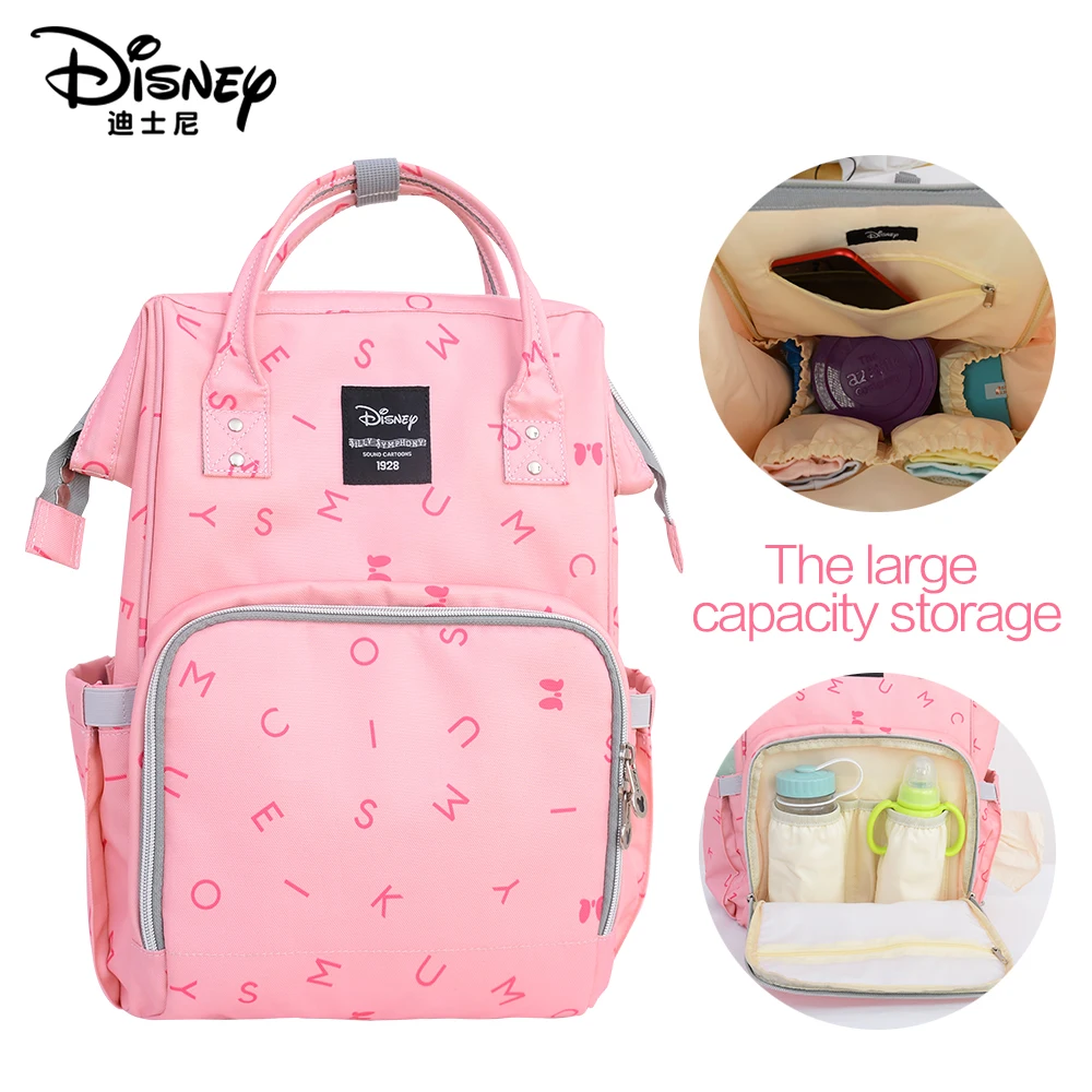 

Disney Mummy Maternity Diaper Bags Backpack Larger Capacity USB Insulation Bottle Feeding Nappay Baby Bag Travel For Baby Care
