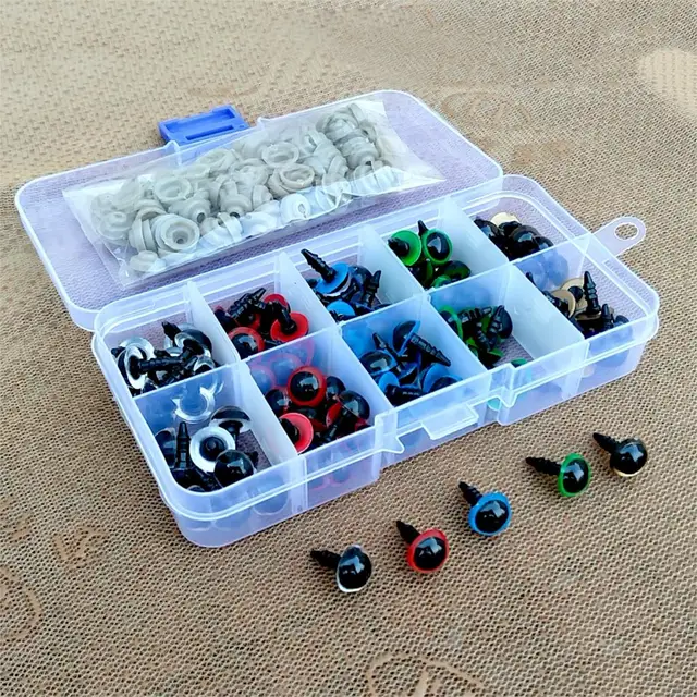 100PCS 8-12mm Mix Color Plastic Animal Safety Eyes For Toys Crochet Teddy Bear Stuffed For Dolls Craft Amigurumi Accessories Box 3