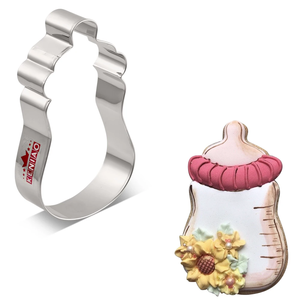 KENIAO Feeding Bottle Cookie Cutter-7 x 12.1 CM-Baby Shower Biscuit Fondant Bread Sandwich Mold Stainless Steel