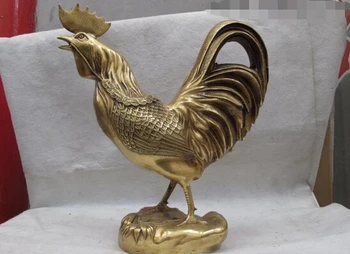 

zmru wholesale factory Chinese Brass Copper Feng Shui Wealth Money chanticleer chicken rooster statue 25% off