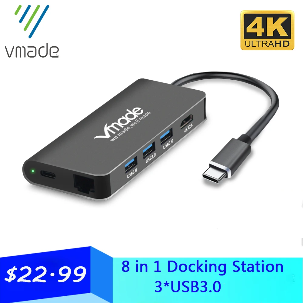 Vmade 2020 USB концентратор C Type 3 0 адаптер 8 в 1 док станция RJ45 HDMI для MacBook Pro huawei P20|USB-хабы|