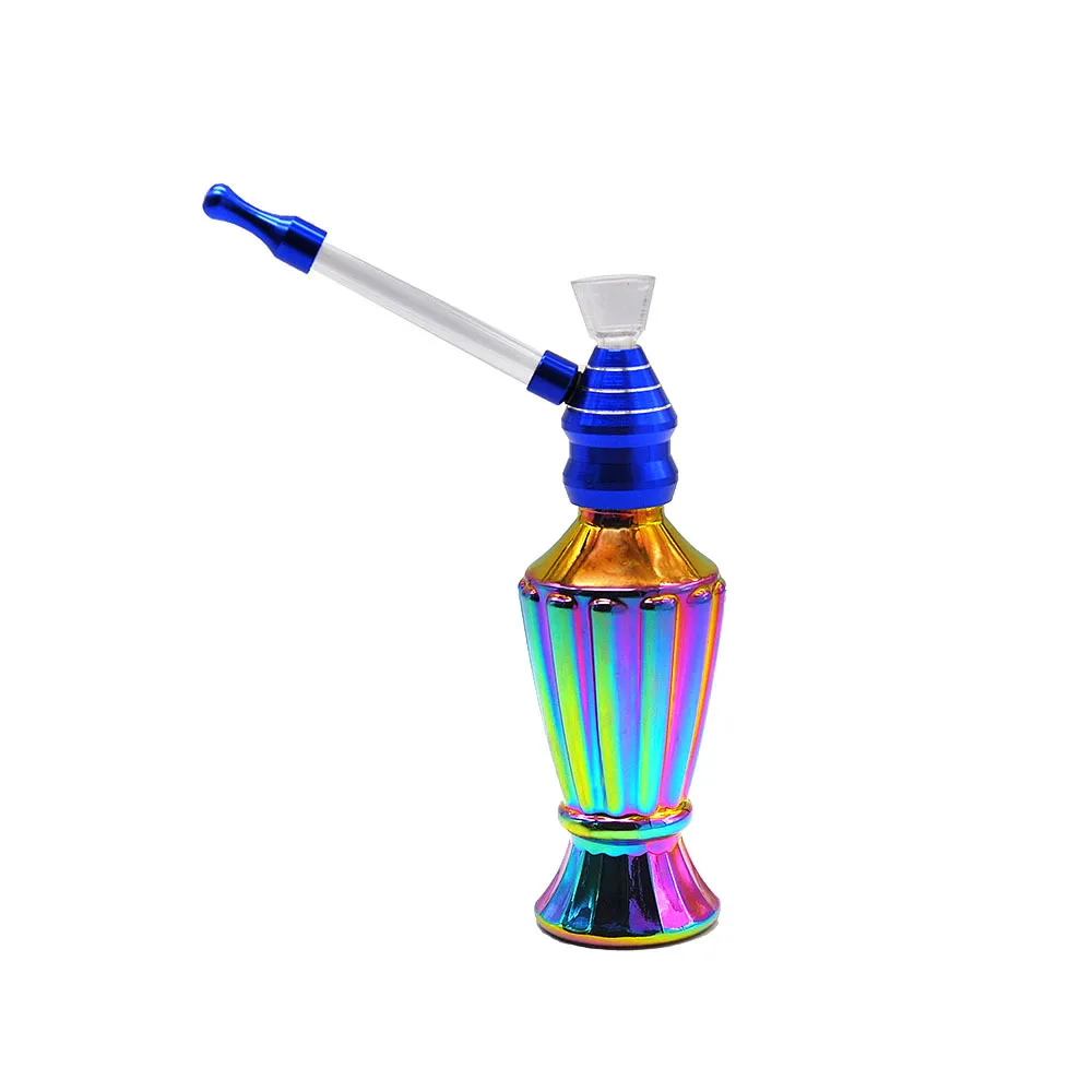 Dazzle Vase Hookah Shisha Smoking Pipes Glass Water Pipe 120MM Rainbow Metal Tobacco Pipes For