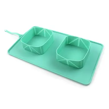 

Pet Bowl Silicone Roll Foldable Bowl Anti-skid Cat Food Tray Dog Double Bowl Outdoor Portable Pet Food Bowl Water Cup