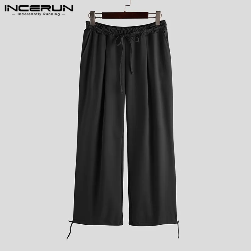 Black Pants INCERUN, мужские Дамские Брюки с кулиской,, одноцветные, для бега, свободные, повседневные штаны, для тренировок, уличные, стильные, брюки для мужчин, S-3XL - Цвет: Black Pants