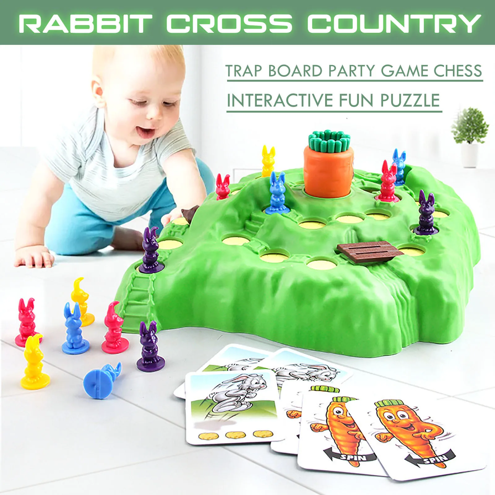 Desktop puzzle checkers toy Rabbit Cross Country Competition Children's Puzzle Game Intelligence Board Family Party D22# | Игрушки и
