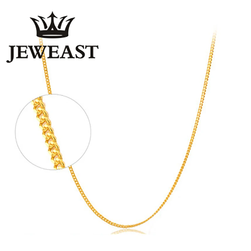 Dczb 24k Pure Gold Necklace Real Au 999 Solid Gold Chain Smooth