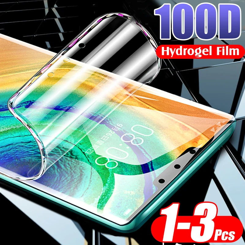 1-3Pcs 100D Full Cover Hydrogel Film For Huawei P30 Lite P20 P10 Pro Protector Film For Huawei Mate 30 Pro 20 10 Lite No Glass