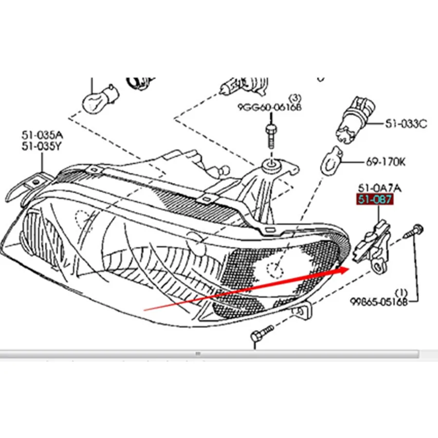 1 set L and R car accessories head lamp bracket B30D-51-0A7 for Mazda 323 family protege 5 BJ 1998-2005