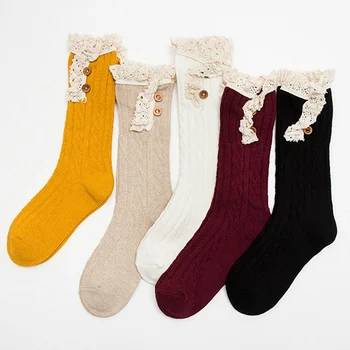 

Button Lace Socks Women Leg Warmers Knitted Fall/Winter Boots Socks Cuffs Fashion Leg Ladies' Meias