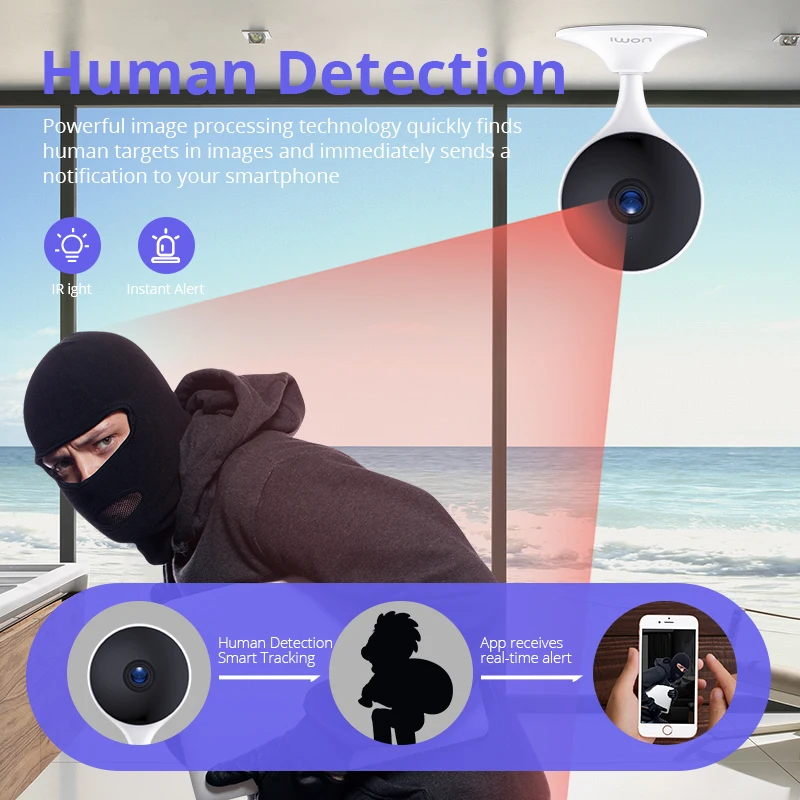 Imou Indoor Portable WiFi Baby Monitor Smart Phone Remote View Crying Detection Two-Way Talk 40ft Night Vision Magnetic Bracket