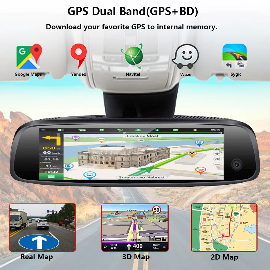  WHEXUNE 4G 3-CH Car DVR ADAS Android Rearview Mirror 1080P Special Bracket Auto 8