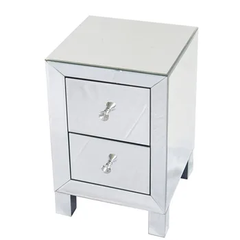 

FCH Mirror Two Drawer Bedside Table Silver