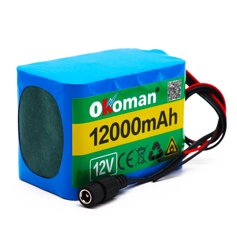 Okoman 12V 12Ah 18650 литиевая батарея 12 6 V 12000mAh аккумуляторная с BMS для