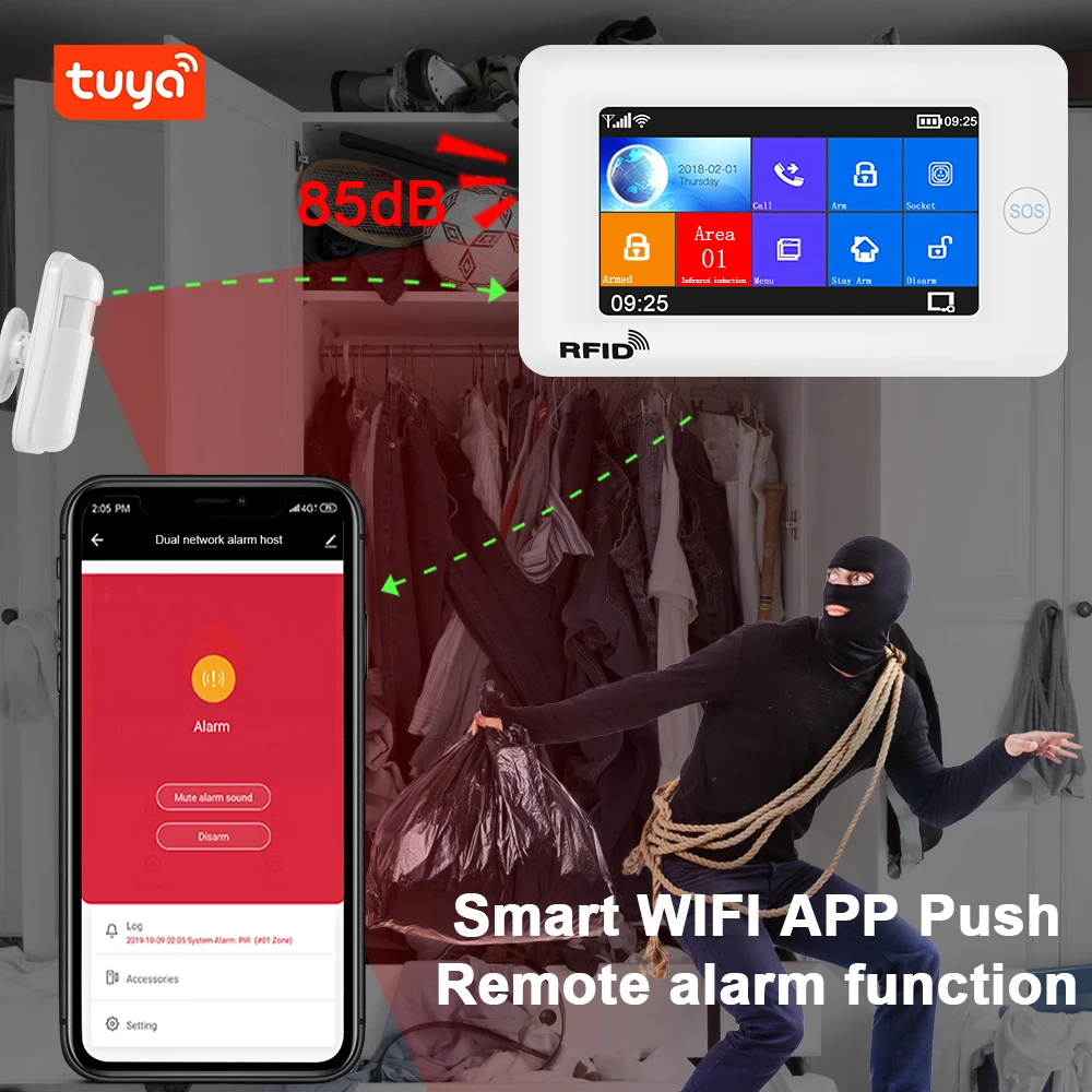 Awaywar Wi Fi GSM домашняя охранная смарт система сигнализации комплект 4 3 дюймовый