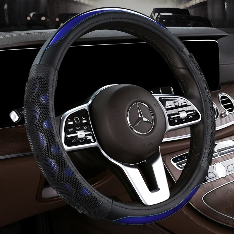 3D сотовый Чехол для рулевого колеса автомобиля 38 см сообщение искусственная кожа авто рулевое покрытие чехол дышащие аксессуары для интерьера