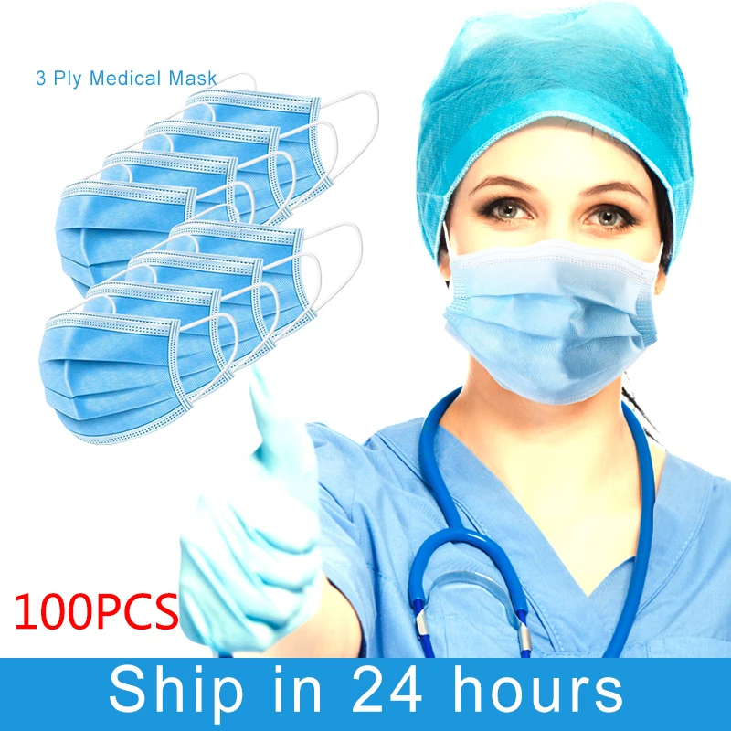 

100pcs Anti-Dust Dustproof Disposable Earloop Face Mouth Masks Facial Protective Cover Masks