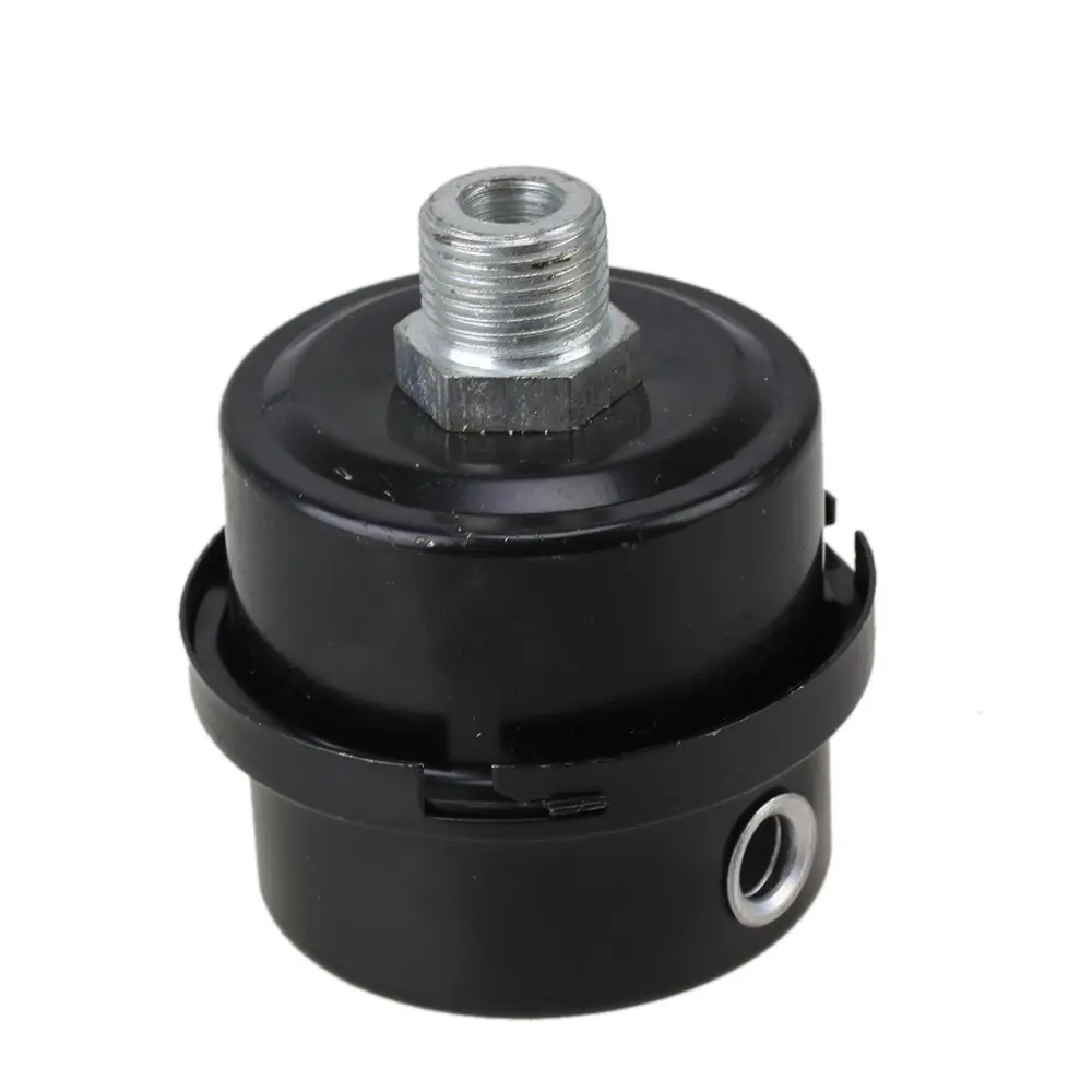 

3/8PT 16mm Male Thead Dia Air Compressor Intake Filter Silencer Muffler Black Metal Reducing Noise