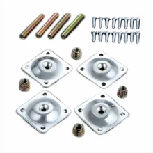 

4Pcs Iron 48x48mm Soft Table Chair Feet Attachment Plates Silver Color Furniture Leg Mounting Plates with Hanger Bolts Adapters