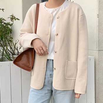 

WICCON New 2020 Autumn Winter Women's Sweaters Buttons Cardigans Oversize Pockets Minimalism Vintage Lady Knitwears