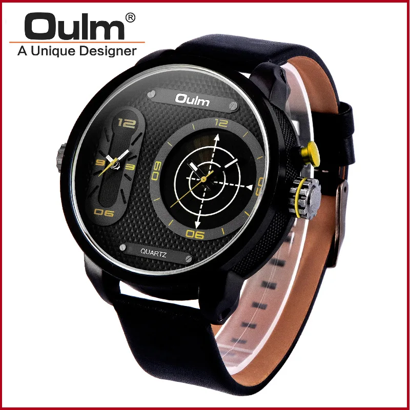 

Oulm 3221b Sporty MEN'S Watch Double Inserts Men's Dual Timezone Quartz Watch Men's Quartz Watch