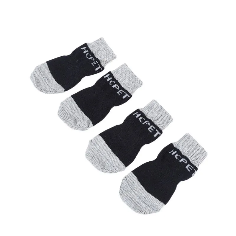 Противоскользящие носки для собак, маленьких кошек, собак, зимние плотные теплые носки, Защитные носки для собак, пинетки, аксессуары - Цвет: Черный
