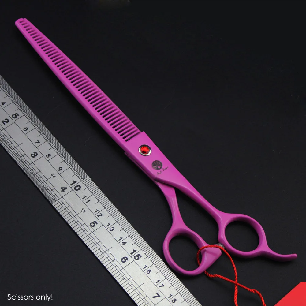 Pink P-7.5ST Профессиональные ножницы для стрижки собак с фиолетовым драконом 7,5 дюйма, филировочные ножницы для животных, ножницы для стрижки волос - Цвет: Pink P-7.5ST