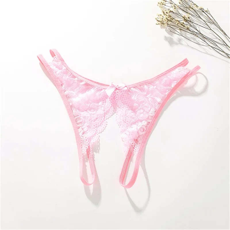 Large Size Lace Transparent Panties Sexy Lingerie Open Crotch Sex Thongs Women's Underwear M-XL