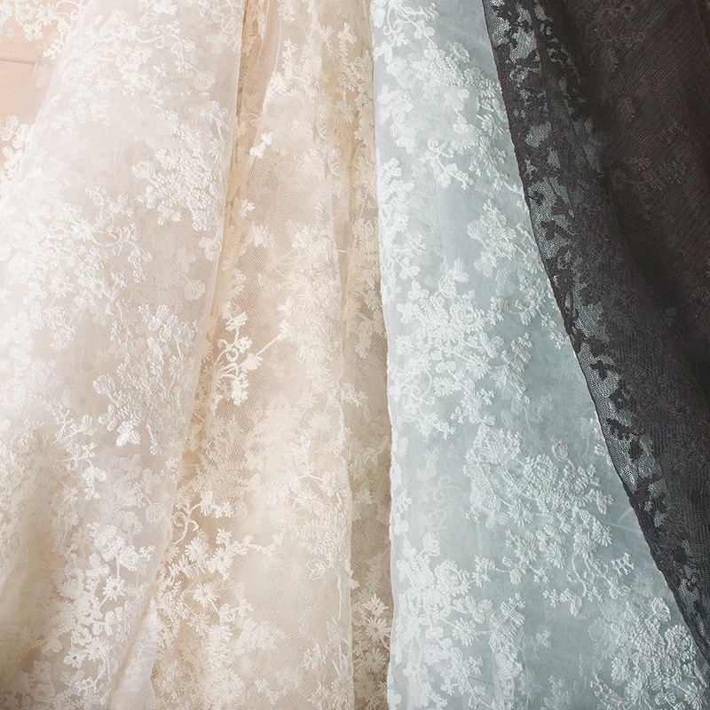 Ширина 130 см органза вышивка Жаккард цветок тюль ткань сетка для вечерние сценические свадебные платья юбки украшение дома