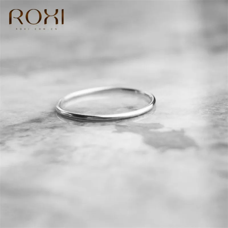 Silver ROXI простой кольца из стерлингового серебра 925 для женщин укладки женские тонкие кольца украшения для пальцев изящное обручальное кольцо для помолвки кольца - Цвет основного камня: Silver
