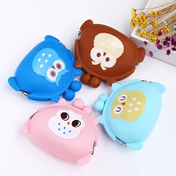 

2019 Children Cute Cartoon Owl Silicone Jelly Wallet Silica Gel Change Bag Key Pouch Coin Purse Clutch Key Holder Storage Bags
