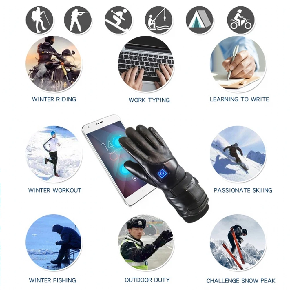 JOYMODE 7,4 В водонепроницаемые лыжные перчатки Электрические перезаряжаемые литиевые батареи питание сноуборд с подогревом теплые зимние перчатки