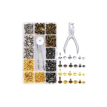 

2020 360pcs of Rivets + Installation Tool Set Green Bronze Silver Gold Colors Leather Cap Hit Nail Metal Pure Copper Double 8MM