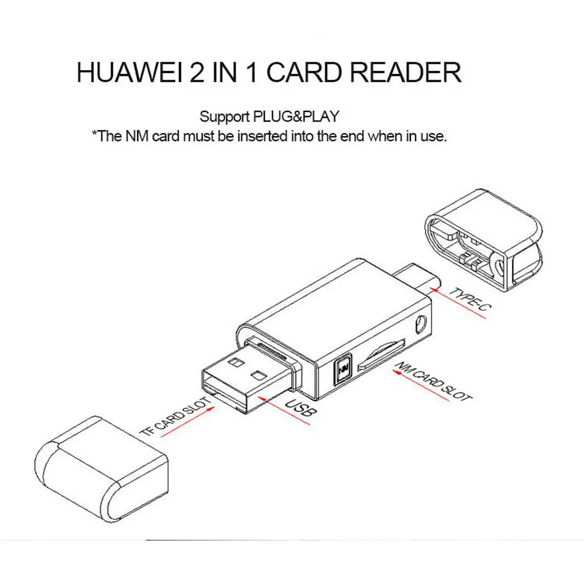 USB-C типа C к нм Nano карта памяти и TF Micro SD кард-ридер для huawei легко носить с собой использовать AA4571