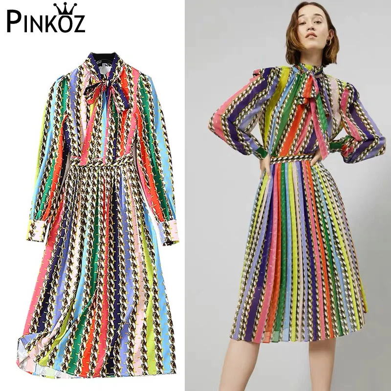 Женское модельное дизайнерское платье Pinkoz винтажное миди контрастных цветов с
