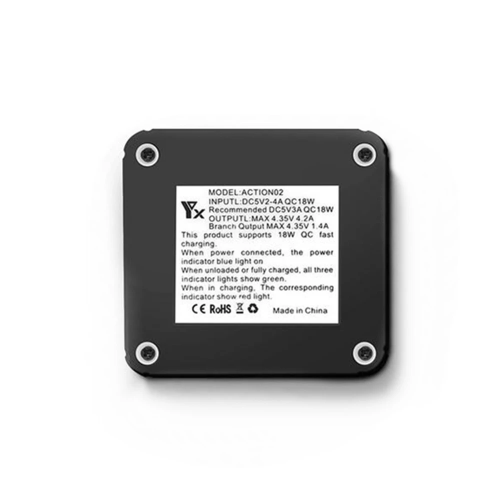 OSMO ACTIO QC3.0 Быстрая зарядка один для трех зарядных устройств Тип зарядки для DJI OSMO ACTION sports литиевая батарейка для камеры