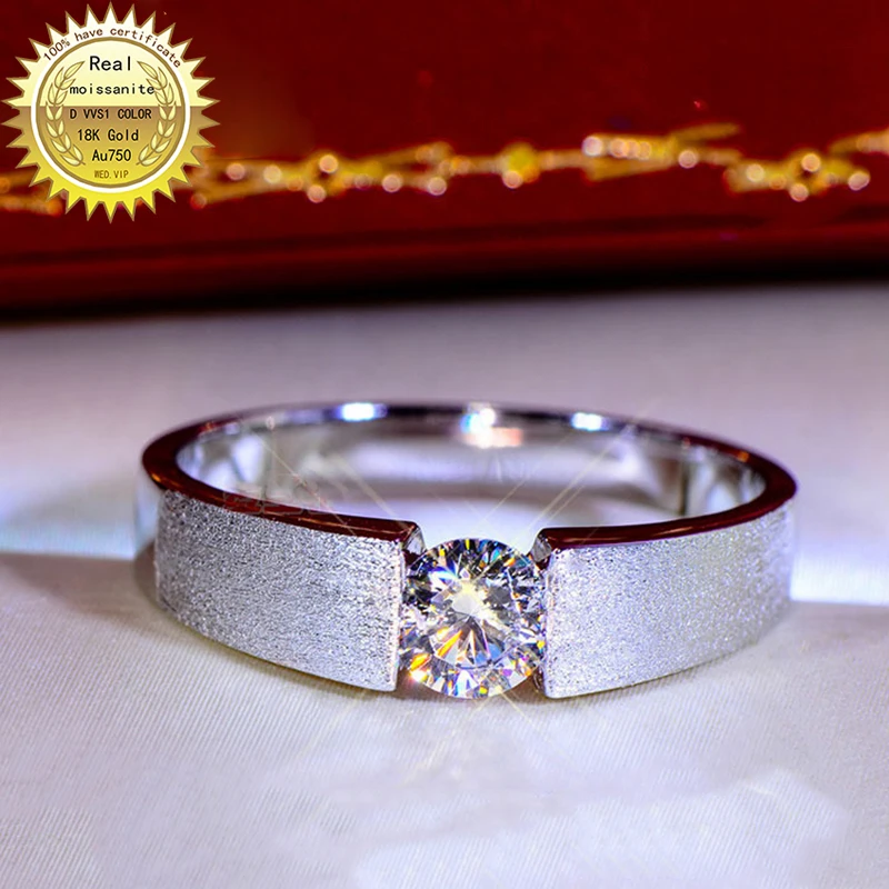 

18K goldr ring 1ct D VVS moissanite men ring Engagement&Wedding Jewellery with certificate 005