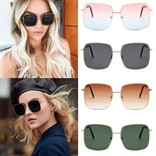 Новая мода большая коробка солнцезащитные очки ретро очки трендовые цветные металлические Винтажные Солнцезащитные очки женские брендовые дизайнерские