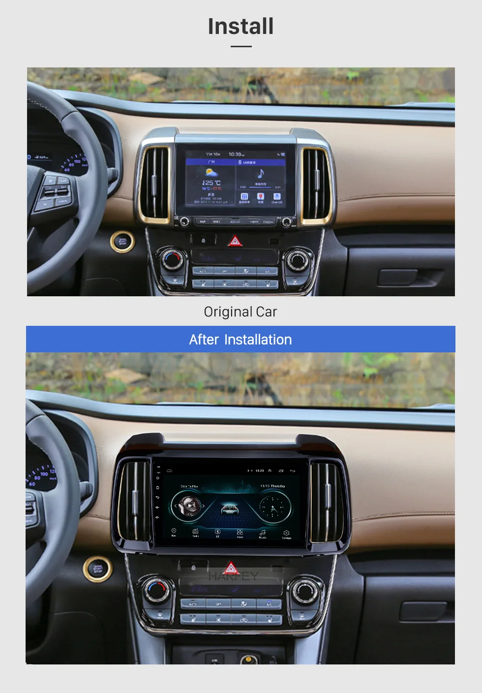 Clearance Harfey Android 8.1 car multimedia player for Hyundai IX35 2018 9" Car Stereo GPS Navi Digital TV Mirror Link Bluetooth 3G Rear 1