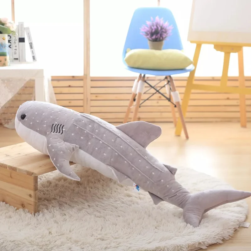 60cm stripe Jouet en peluche requin géant mignon, peluche douce, oreiller  de lecture Animal pour cadeaux Noël, coussin poupée cadeau pour enfants  (Nipseyteko)