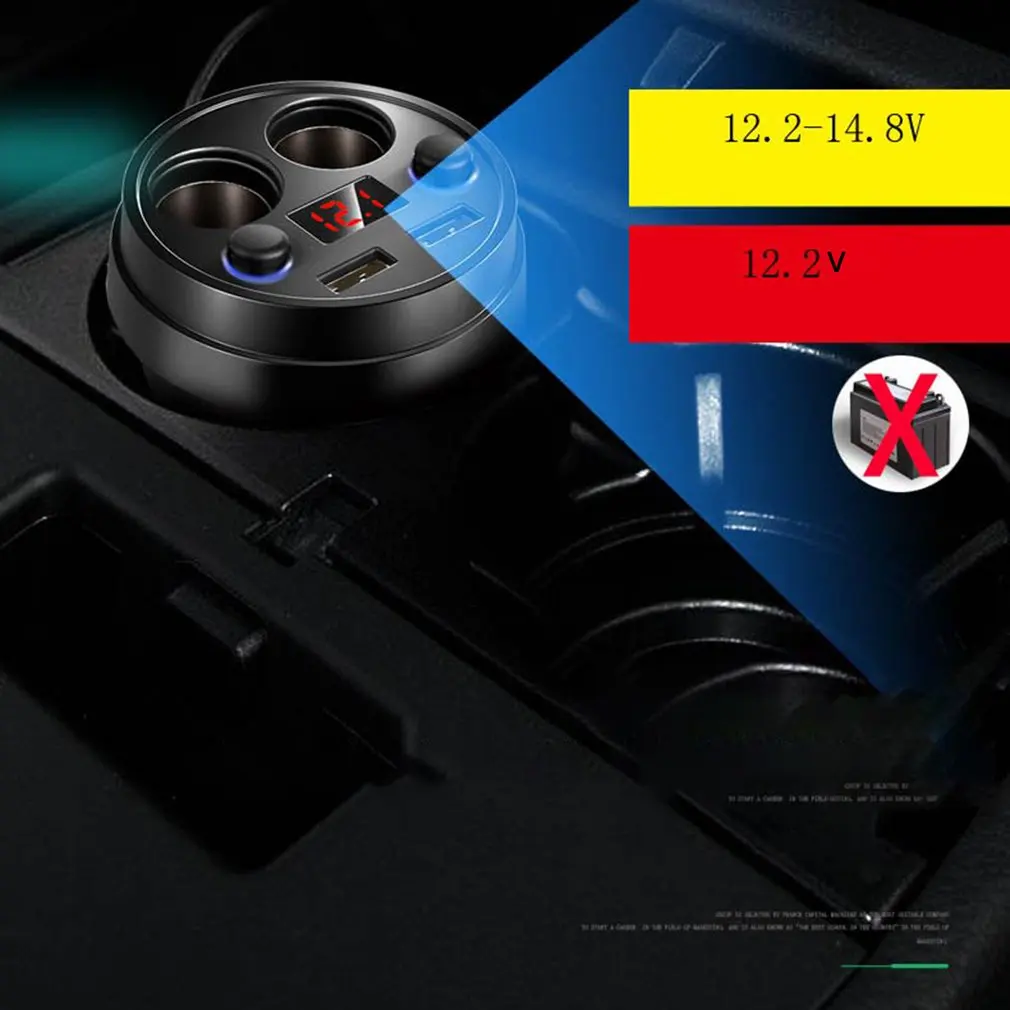 Cup power Socket Adapter 2 USB Автомобильное зарядное устройство прикуриватель разветвитель зарядное устройство для мобильного телефона s с напряжением светодиодный дисплей