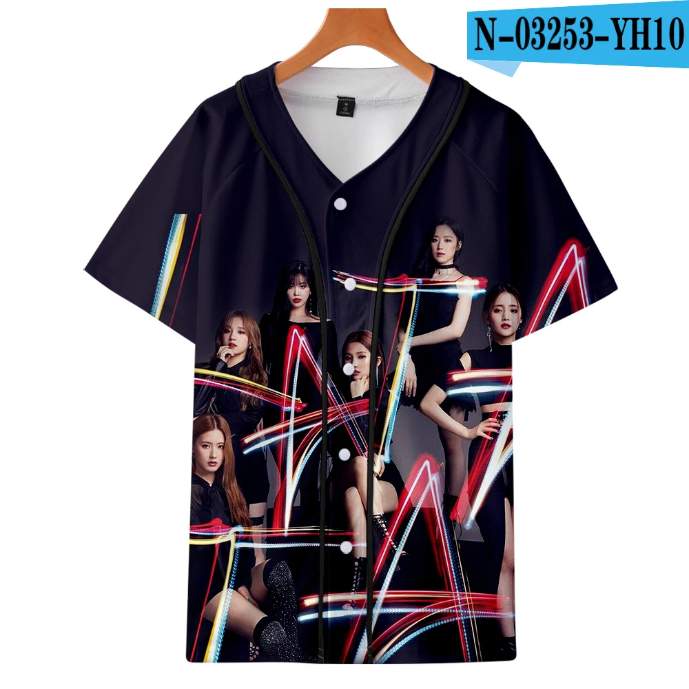 G) I-DLE принт летние бейсбольные рубашки модные с коротким рукавом Повседневная Горячая уличная одежда косплей - Цвет: Коричневый