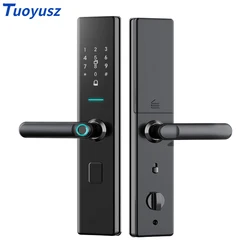 Casa fechadura da impressão digital fechadura da porta de segurança bloqueio de código eletrônico sistema de alarme de segurança inteligente dormitório senha