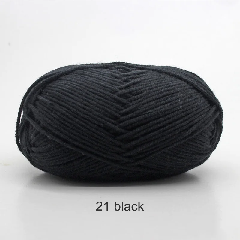 21 black DIY свитер вязальная пряжа вязаное одеяло игрушка хлопчатобумажная пряжа молочного цвета 50 г мягкие 22 цвета антистатические ручные вязальные принадлежности - Цвет: 21 black
